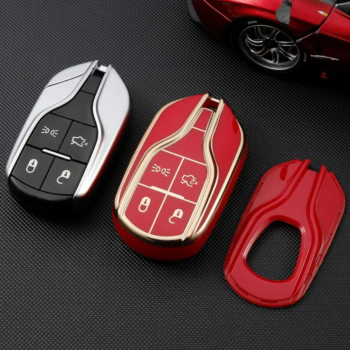 Bilnyckelfodral för Maserati Levante Ghibli Quattroporte GT Granturismo GranCabrio TPU Cover Shell Fob Protector Tillbehör